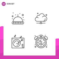 Outline Icon set. Pack of 4 Line Icons isolated on White Background for responsive Website Design Print and Mobile Applications. vector