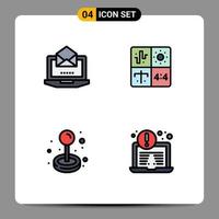 4 User Interface Filledline Flat Color Pack of modern Signs and Symbols of server joystick open development game Editable Vector Design Elements