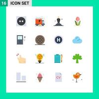 Mobile Interface Flat Color Set of 16 Pictograms of bakery electric oscar charge nature Editable Pack of Creative Vector Design Elements