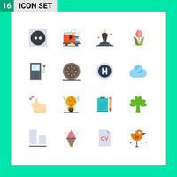 Mobile Interface Flat Color Set of 16 Pictograms of bakery electric oscar charge nature Editable Pack of Creative Vector Design Elements