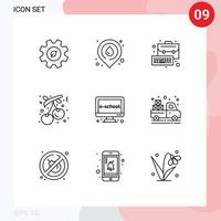 Set of 9 Modern UI Icons Symbols Signs for e holiday business cranberry berry Editable Vector Design Elements