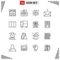 16 Icons Line Style Grid Based Creative Outline Symbols for Website Design Simple Line Icon Signs Isolated on White Background 16 Icon Set Creative Black Icon vector background