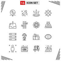 16 Icons Line Style. Grid Based Creative Outline Symbols for Website Design. Simple Line Icon Signs Isolated on White Background. 16 Icon Set. vector