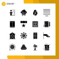 16 Icon Set. Solid Style Icon Pack. Glyph Symbols isolated on White Backgound for Responsive Website Designing. vector