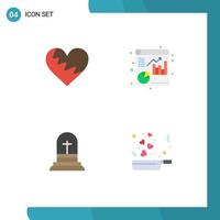 Pictogram Set of 4 Simple Flat Icons of heart christian favorite file easter Editable Vector Design Elements