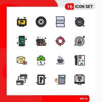 Set of 16 Modern UI Icons Symbols Signs for cabin cart map business box Editable Creative Vector Design Elements
