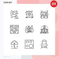 User Interface Pack of 9 Basic Outlines of sign open investment cloud sharing web page Editable Vector Design Elements