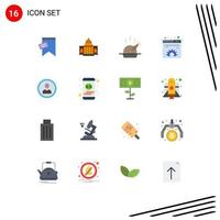 16 Thematic Vector Flat Colors and Editable Symbols of management document architecture content food Editable Pack of Creative Vector Design Elements