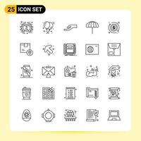 25 Creative Icons for Modern website design and responsive mobile apps. 25 Outline Symbols Signs on White Background. 25 Icon Pack. vector