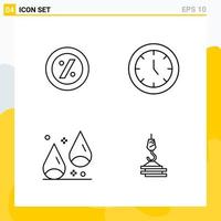 Collection of 4 Universal Line Icons Icon Set for Web and Mobile Creative Black Icon vector background