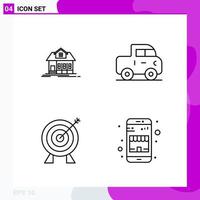 Line Icon set. Pack of 4 Outline Icons isolated on White Background for Web Print and Mobile. vector