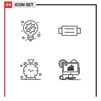 Line Pack of 4 Universal Symbols of generation clock light bulb fashion alert Editable Vector Design Elements