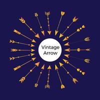 Vintage Arrow Clip art Set in Vector on Blue Background