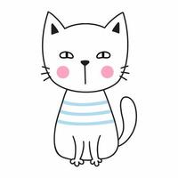 Cute doodle cat. Kitten in sweater. Print for  T-shirt. vector