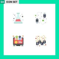 conjunto de 4 paquetes de iconos planos comerciales para estudio de aprendizaje ácido aprendizaje usb elementos de diseño vectorial editables vector