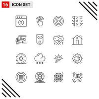 User Interface Pack of 16 Basic Outlines of graph navigation basic signal light Editable Vector Design Elements