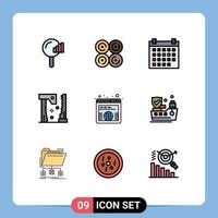 Set of 9 Modern UI Icons Symbols Signs for domain tools calendar saw ax Editable Vector Design Elements