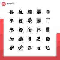 Set of 25 Modern UI Icons Symbols Signs for chip video ads play video Editable Vector Design Elements