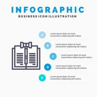 icono de línea de registros de ley digital de derechos de autor de negocios con fondo de infografía de presentación de 5 pasos vector