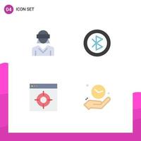 Group of 4 Modern Flat Icons Set for glasses sharing technology computer medical Editable Vector Design Elements