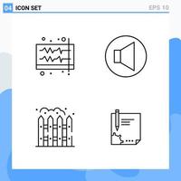 Modern 4 Line style icons. Outline Symbols for general use. Creative Line Icon Sign Isolated on White Background. 4 Icons Pack. vector