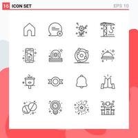 16 Creative Icons Modern Signs and Symbols of sheets data love tools industry Editable Vector Design Elements