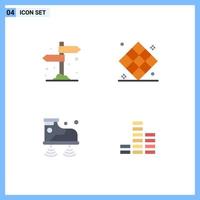 Group of 4 Modern Flat Icons Set for board shoes wood game service Editable Vector Design Elements