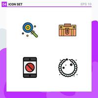 Set of 4 Modern UI Icons Symbols Signs for candy suitcase sweet case cellphone Editable Vector Design Elements