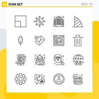 colección de 16 iconos de líneas universales. conjunto de iconos para web y móvil. vector