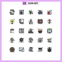 Mobile Interface Filled line Flat Color Set of 25 Pictograms of care food id beetroot filter Editable Vector Design Elements