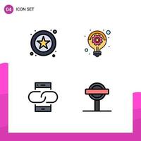 Pack of 4 Modern Filledline Flat Colors Signs and Symbols for Web Print Media such as online link business idea mobile Editable Vector Design Elements