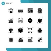 Pictogram Set of 16 Simple Solid Glyphs of print calendar web advertisement clipboard Editable Vector Design Elements