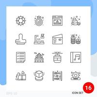 16 iconos creativos signos y símbolos modernos de prensa naturaleza internet sauna perfil elementos de diseño vectorial editables vector