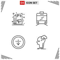 Estilo de línea de 4 iconos. símbolos de esquema creativos basados en cuadrículas para el diseño de sitios web. signos de icono de línea simple aislados en fondo blanco. 4 conjunto de iconos. vector