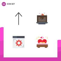 paquete de 4 iconos planos creativos de configuración de flecha cama de postre brownie elementos de diseño vectorial editables vector