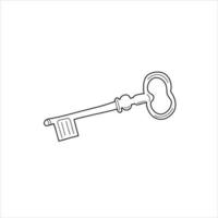 Hand-drawn old key doodle icon. Vector Illustration in cartoon style on white background. Simple drawing