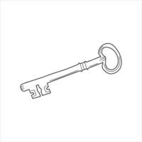 Hand-drawn old key doodle icon. Vector Illustration in cartoon style on white background. Simple drawing