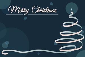 Christmas blue background with stylized Christmas tree and lettering. Translucent circles in the background. Template for cards, invitations, typography. Vector