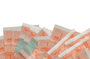 3 cuban pesos convertibles bills lies on bottom side of screen isolated on white background with copy space. Background banner template photo
