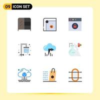 Pack of 9 Modern Flat Colors Signs and Symbols for Web Print Media such as lab left lock arrow fresh Editable Vector Design Elements