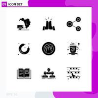 9 User Interface Solid Glyph Pack of modern Signs and Symbols of sperms store connect sausage social Editable Vector Design Elements