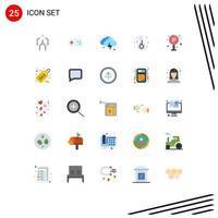 Set of 25 Modern UI Icons Symbols Signs for life thermometer plus temperature weather Editable Vector Design Elements