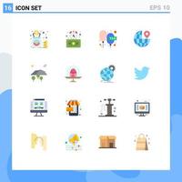 Modern Set of 16 Flat Colors and symbols such as mountain pin charge location rate Editable Pack of Creative Vector Design Elements