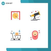 Modern Set of 4 Flat Icons and symbols such as gong email marketing chinese telescope emarketing Editable Vector Design Elements