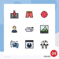 Mobile Interface Filledline Flat Color Set of 9 Pictograms of online consultant customer archer consulting support Editable Vector Design Elements