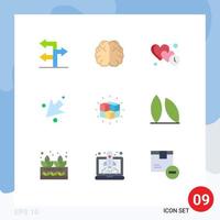 9 Flat Color concept for Websites Mobile and Apps puzzle box heart left arrow Editable Vector Design Elements