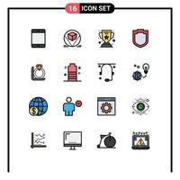 paquete de iconos de vector de stock de 16 signos y símbolos de línea para escudo de diamante que brinda educación de seguridad elementos de diseño de vector creativo editable