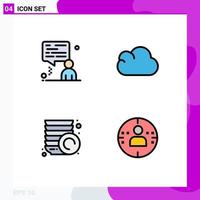 Group of 4 Filledline Flat Colors Signs and Symbols for man man cloud kitchen marketing Editable Vector Design Elements