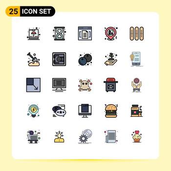 Modern Set of 25 Filled line Flat Colors and symbols such as bread party archive night interface Editable Vector Design Elements