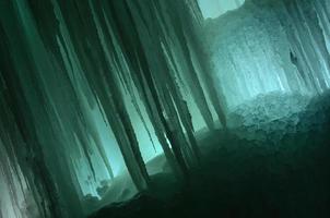 Large blocks of ice frozen waterfall or cavern background photo